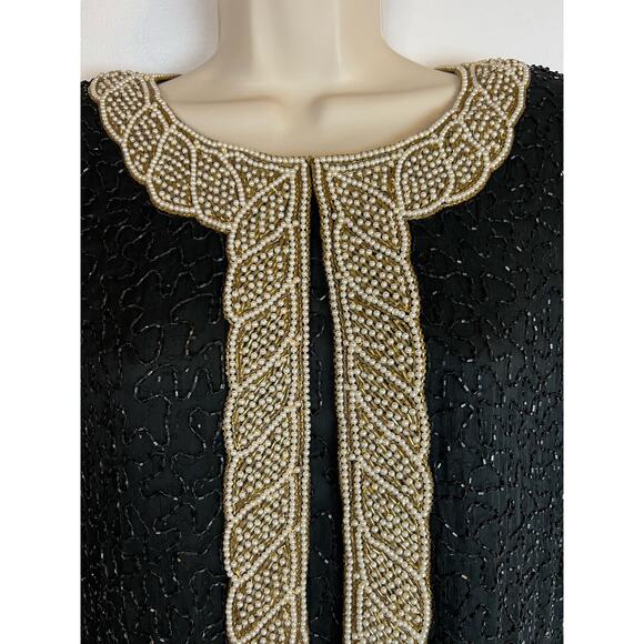 Camille Marie Beaded Silk evening gown L large Formal Black Tie Dinner Banquet - Picture 12 of 12